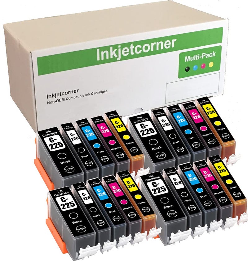 Inkjetcorner Compatible Ink Cartridge Replacement for PGI-225 CLI-226 PGI225 CLI226 for use with MX882 MX892 MG5320 MG5220 MG5120 iP4920 (4 Big Black 4 Small Black 4 Cyan 4 Magenta 4 Yellow, 20-Pack)